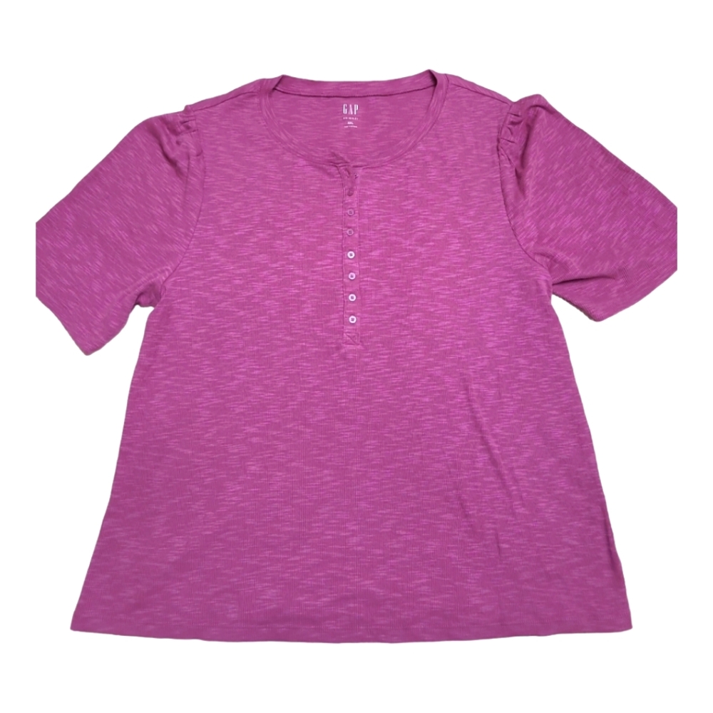 GAP Purple Ribbed Henley Sz XXL